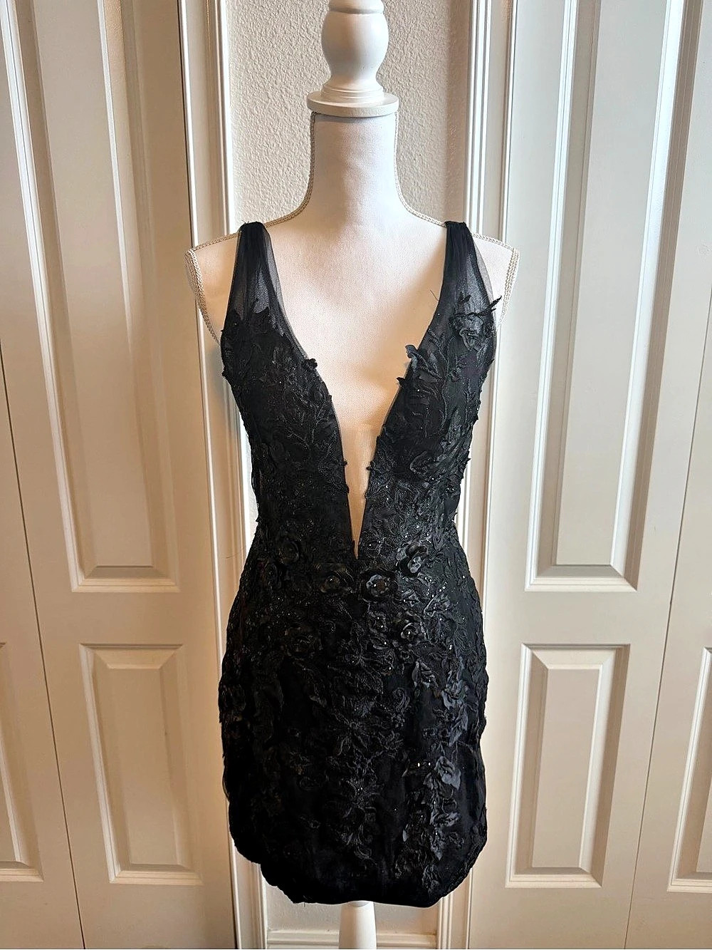 NOX Black Embellished Mini Dress Size 8 Like New